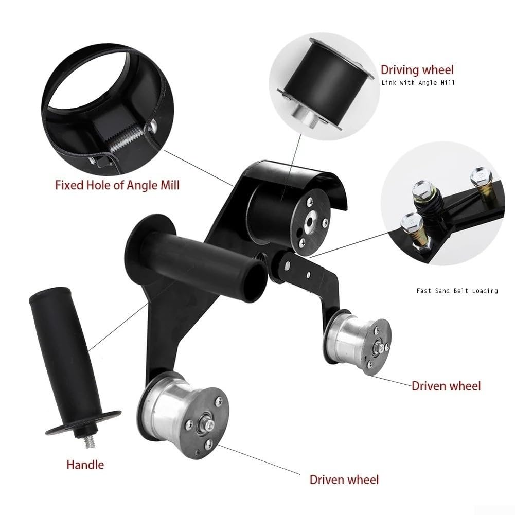 Máquina pulidora de tubo redondo de acero inoxidable, accesorio de amoladora de banda de lijado de 360 grados con mecanismo de cambio rápido para acabado de tuberías de metal (A)