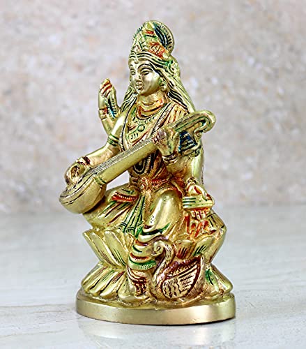 Estatua de Saraswati Maa de Bronce para Decoración miniatura 6