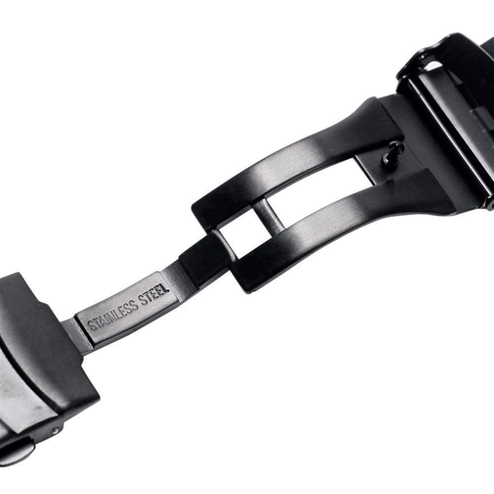 Cinturino per Orologio 22 mm 20 mm Argento/Nero Cinturino in Acciaio Inossidabile Solido Cinturino con Chiusura Pieghevole con Cinturino di Ricambio da Uomo di Sicurezza