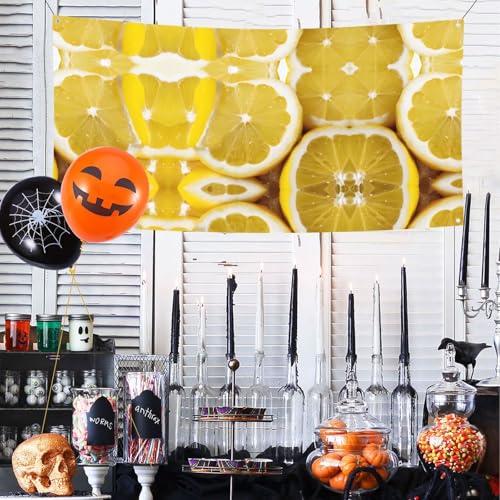 MINDBBDFJ Lemon Print Banners And Signs For Outdoor/Indoor,Personalized Banner Customizable Parties Halloween Banner (180x90cm)2