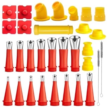 LNGJIN 31 Pezzi Ugelli Per Calafataggio, Beccucci Per Cartuccia,Cartuccia Ugelli in Silicone,Silicone Beccucci,Kit di Beccuccio Silicone,per Sigillante Adesivo e Pistola per Silicone