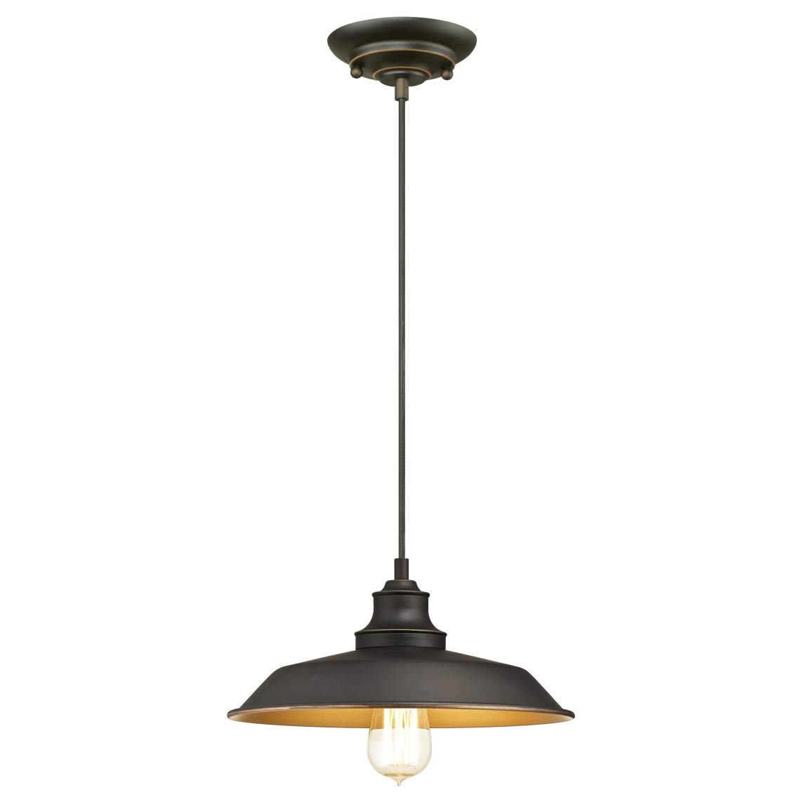 Westinghouse Lighting Jednopalnikowa lampa wisząca, wykonanie olejowanego brązu z akcentami, szkło, 1 W, 30 x 30 x 145 cm, 6344740, lampa wisząca z 1 lampą