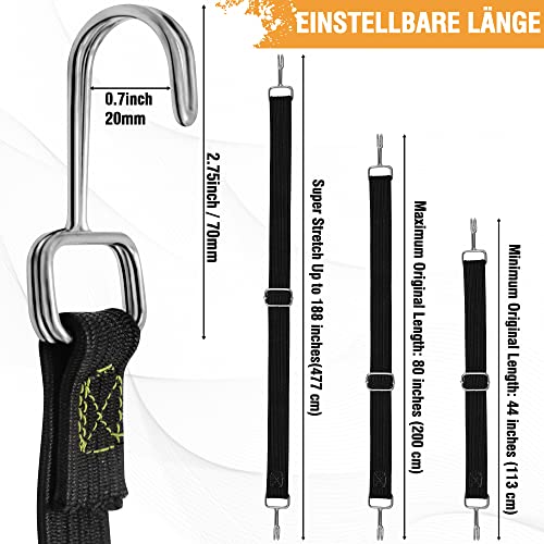 Bungee Cords with Hooks, Long Black Heavy Duty Bungee Cords with Hooks - Image 2