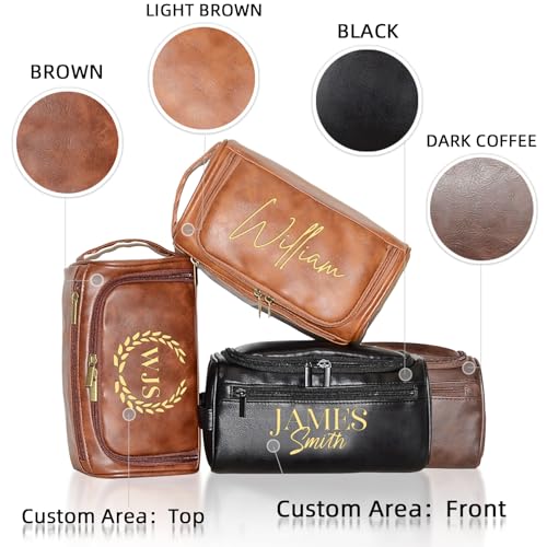 Personalized Toiletry Bag for Men, Engraved Name Initials Toiletry Bag, Customized Monogram Travel Shaving Dopp Kit for Groomsmen, Gift for... - Image 6