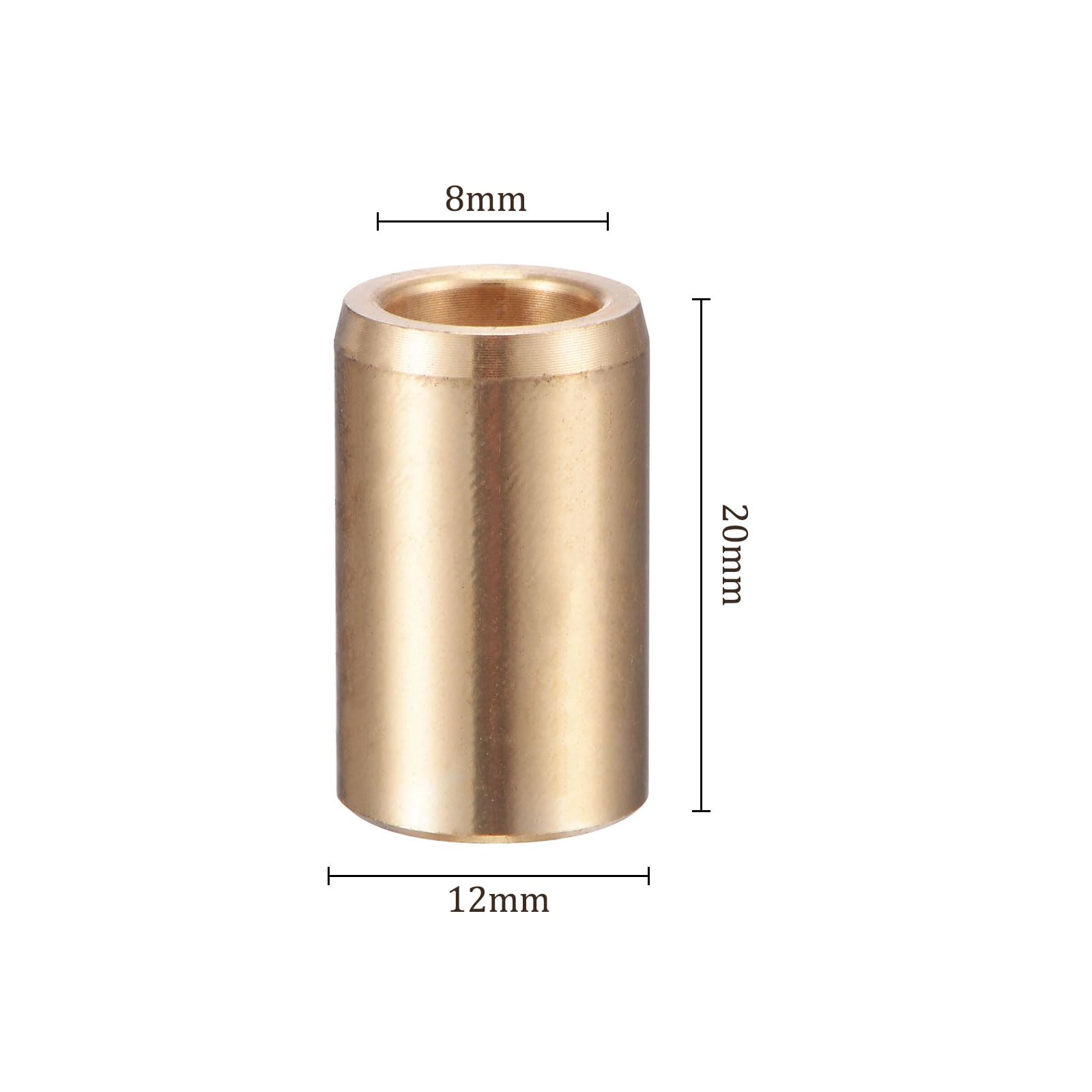 Kozelo 2 Stück Gleitlager 8 Mm X 12 Mm X 20 Mm – Messing-Gleitbuchse, Goldfarben – Für Maschinen, Geräte Und Lineare Anwendungen