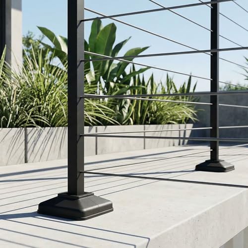 Image of Plastic Lower Post Base Cover, Decorative Square Railing Base Trim, Durable Fence Post Flange Skirt for Patio, Porch, Stair, and Railing Systems (8pack, Fit 1.5'' Post)