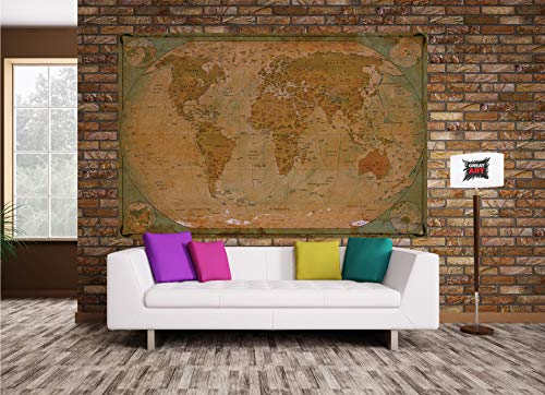GREAT ART Poster – World Map Antique Style – Picture Decoration Globe Ancient Vintage Card Used Look Atlas Map Old School Image Photo Decor Wall Mural (55x39.4in - 140x100cm) - Thumbnail 3