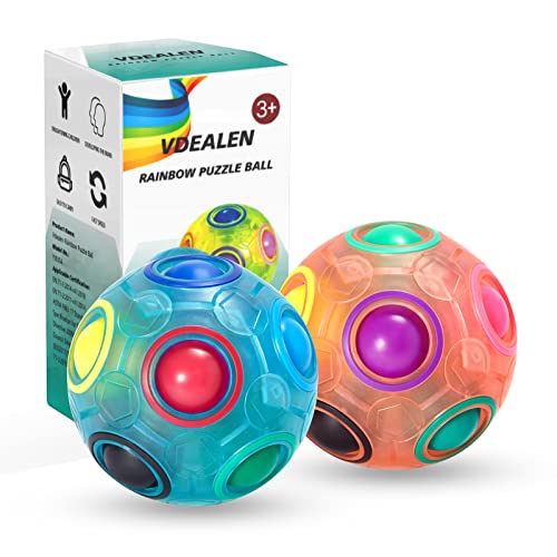 Vdealen Boule Magique de Puzzle d'arc-en-Ciel, Boule de Cube de Vitesse Puzzle Jeu Amusant Anti-Stress Magic Ball Casse-tête Fidget Toys pour Enfants Adolescents et Adultes - Lot de 2