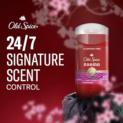 Image of Old Spice Aluminum Free Deodorant for Men, 24 /7 Odor Protection, 24 /7 Signature Scent & Lasting Freshness, Goes on Clean, Karma with Cherry Spice, Black Pepper, & Sandalwood Scent, 3.0 oz