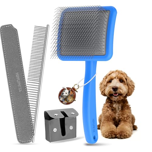 YOYUPETA Slicker Spazzola e pettine per cani di grossa taglia – Spazzola di rimozione dei peli lunghi con perni da 22 mm per Golden Retriever, barboncini, doodle e gatti – Cura professionale del pelo