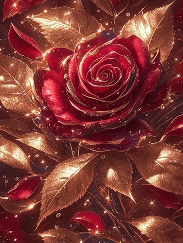 Diamond Painting Fleur de Rose Rouge 40x50cm | Kit Broderie Diamant Complet par MIRONS