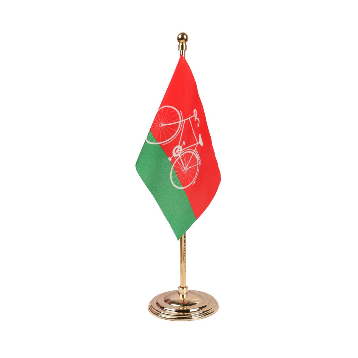 Samajwadi Party (SP) Table Flag, Size 4? x 6? with A Gold-Plated Plastic Base
