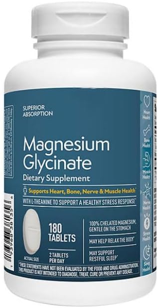 Glicinato de magnesio con tabletas de L-teanina, 180 ct.