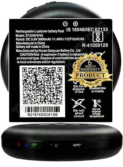 Image of THE BATTERY STORE Original ZT-GY974745 Battery for LYF Jio WiFi Dongle JMR815 Wireless Router Battery with 6 Month Warranty**** (V57)
