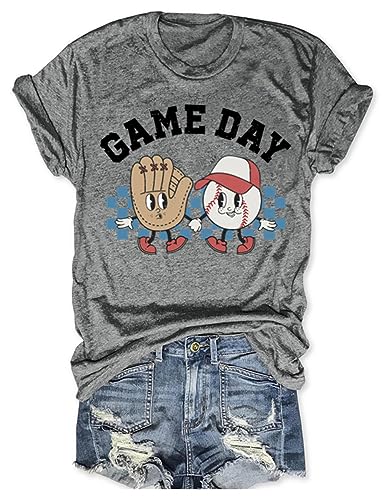 Baseball Shirts Women Baseball Mom Tshirt Baseball Game Day Graphic Tee Funny Short Sleeve Tops