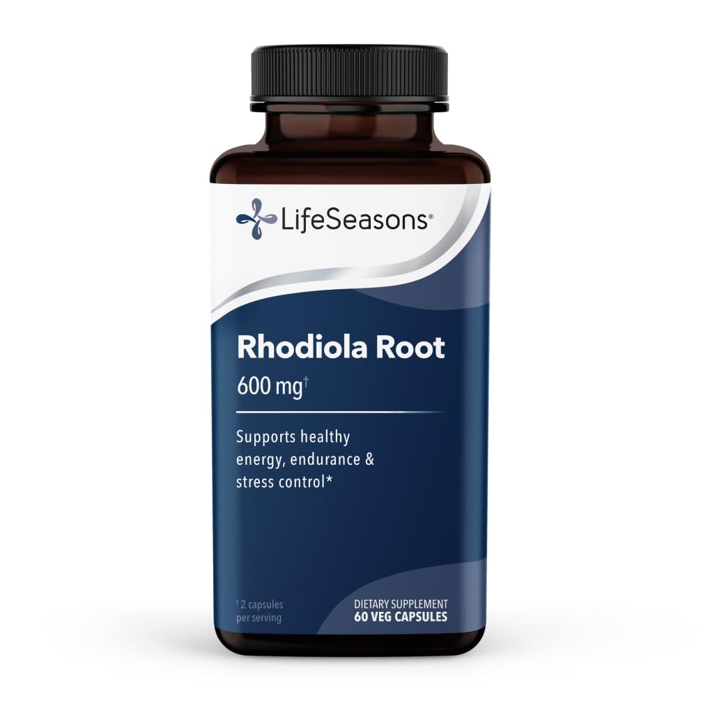 LifeSeasonsRhodiola Root 600mg per 2 Capsules – Adaptogenic Supplement for Natural Energy Mental Clarity Mood Balance Stress Support – 60 Vegan Capsules, Non‑GMO, Gluten‑Free