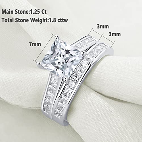 Newshe Jewellery Wedding Rings for Women AAAAACz 925 Sterling Silver Engagement Ring Sets Princess 4.1Ct Size 4-133