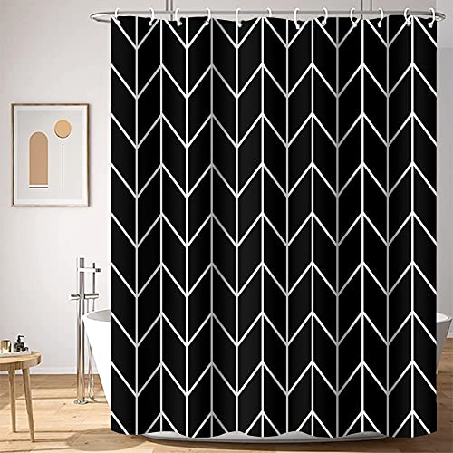 Rideau de douche noir et blanc 183x243 cm en polyester imperméable - 5