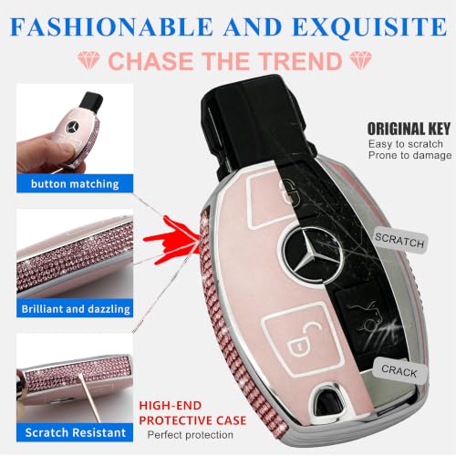 Image of Creativity for Mercedes Benz key cover and keychian (Pink Combination)
