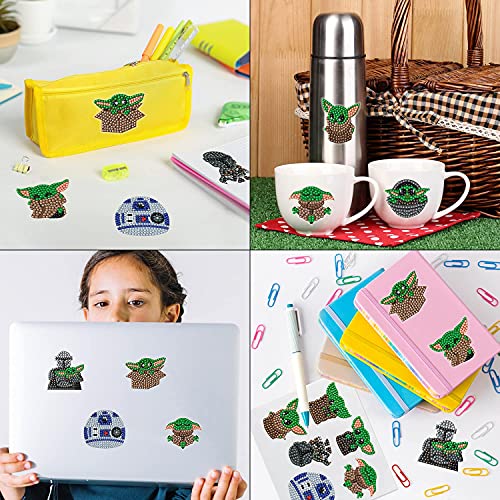 Haooryx Baby Grogu Diamond Painting Stickers Kits For Kids, 12 Style Patterns Diy 5D Diamond Drawing Sparkle Stickers Waterproof Shine Mosaic Arts Craft For Children Adult And Beginners #TOP5