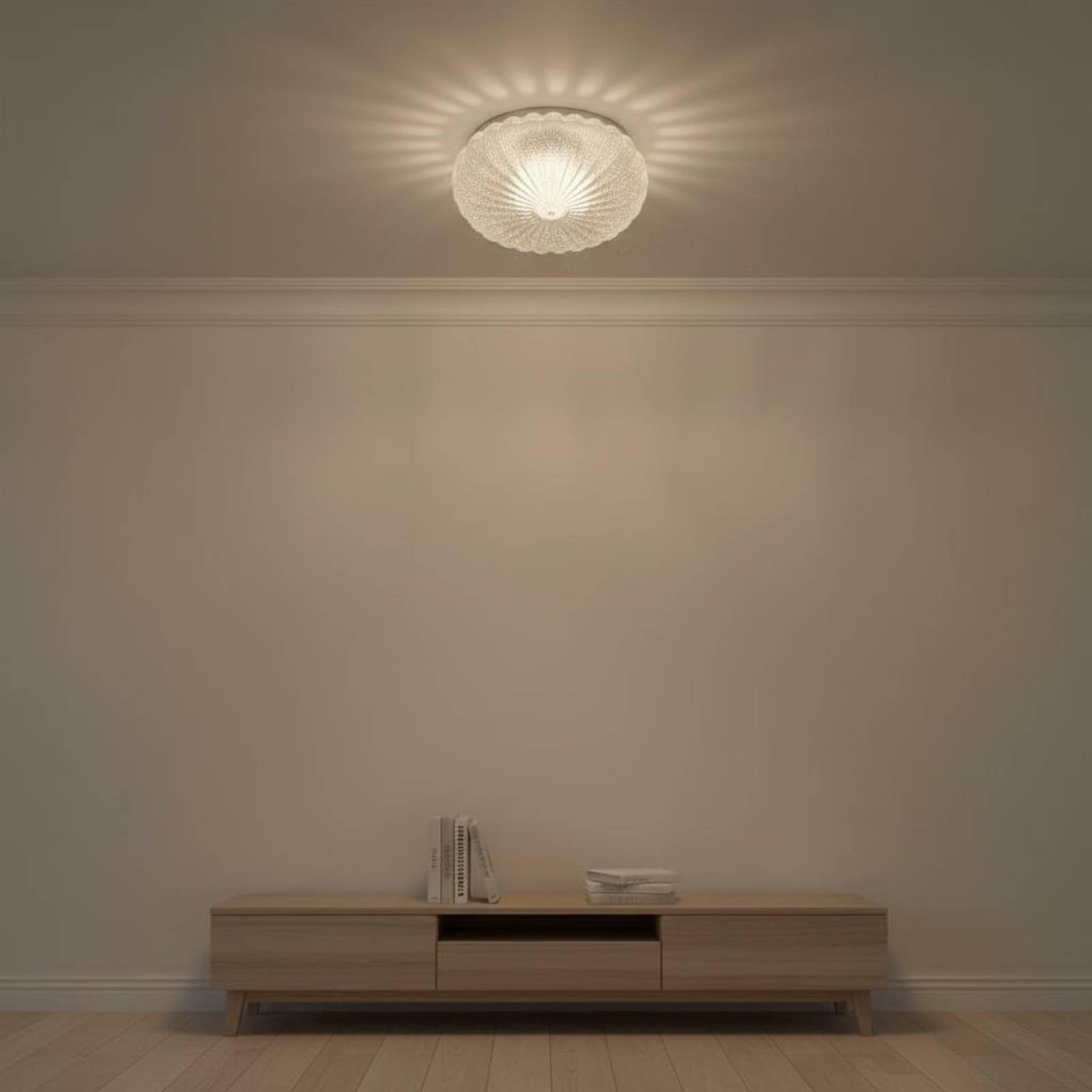 Pantalla para Techo Pantalla de Lámpara Difusor de Luz Cubierta de Lámpara Tulipa Redonda de Vidrio con, Diámetro 40cm, Altura 9cm, Agujero Central 1.2cm