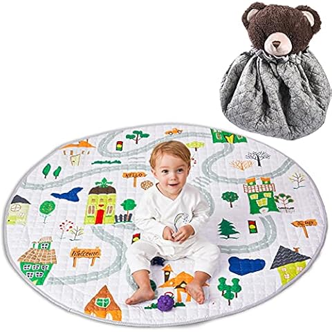 Winthome Baby Play Mat Round, Non-Slip Gym Play Mat Toy Storage - Washable Crawling Mat 59'' (Upgrade-House) Cover