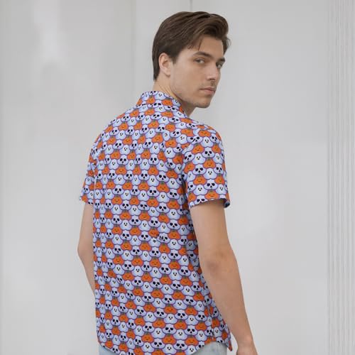 Image of Men's Hawaiian Shirt Tops Vintage Short Sleeve Button Down Beach Shirt Male Tropical Floral Summer Pullover Party Holiday