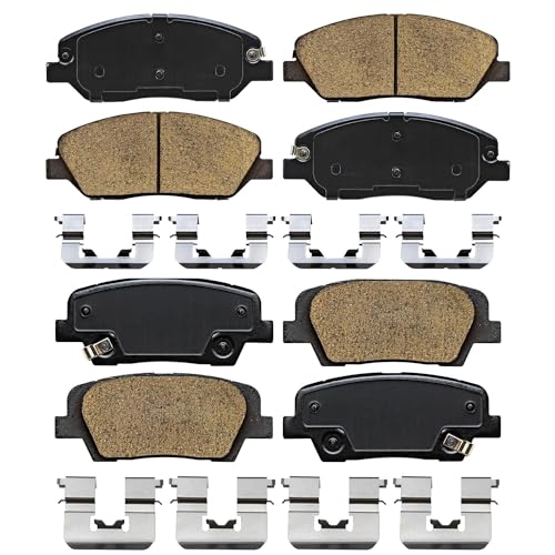 Image of Detroit Axle - Brake Pads for 2017-2018 Hyundai Santa Fe 2019 Santa Fe XL, Front and Rear Ceramic Brake Pads with Hardware Replacement