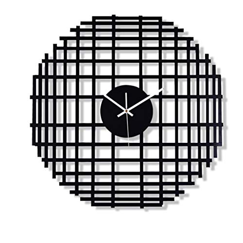 Decoración del hogar-QFF Reloj de Pared Negro, Tela Escocesa Hueco decoración del Reloj de Pared Galería de Arte Museo Biblioteca Reloj de Pared, los 60 * 60cm Uso Familiar Cover