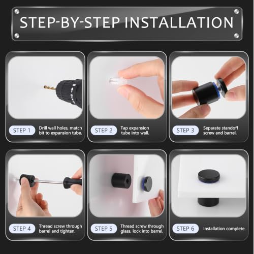 Image of Pelopy 12 Pcs Sign Standoff Screws Advertising Screws Stainless Steel Wall Standoff Mounts Glass Acrylic Nail (1 x 1-3 /16 Inch,Black)