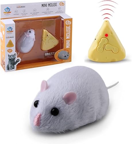 Tipmant Mini ratones RC con control remoto IR de rata, ratón, broma de animales, juguetes de trucos aterradores para gatos, perros, niños, regalos