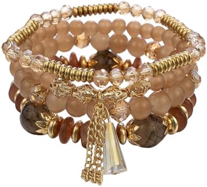 Shining Diva Fashion Latest Stylish Boho Bohemian Bangle Set Bracelet for Women and Girls (16170b)(Brown)