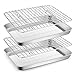 Metal Toaster Oven Tray with Rack Set, E-far 10.5”x8.3” Baking Sheet Broiling Pan with Stainless Steel Wire Grate Rack for Cooking Baking Bacon Steak Cooling Cookie - Dishwasher Safe