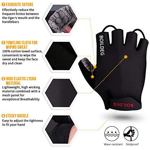 BOILDEG Cycling Gloves Bike Gloves Mountain Road Bike Gloves Anti-slip Shock-absorbing Pad Breathable Half Finger… - Image 3
