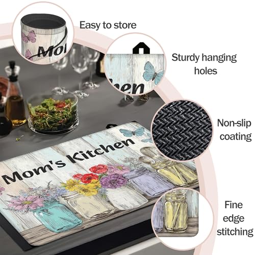 Image of Multi-Design Silicone Stove Cover for Glass /Electric Stoves - 3-in-1 Heat-Resistant Protector Mat, Mother Kitchen Gifts 28 inchx20 inch (Vintage Flower Vases, 28 inch L x 20 inch W)