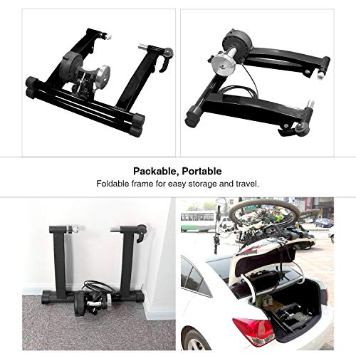 ZTTONE Bike Resistance Trainers Bike Trainer Stand Magnetic Bicycle Stationary Stand for Indoor Exercise Bike Trainer Stand Steel Bicycle Exercise Magnetic Stand with Front Wheel Riser Block (A)