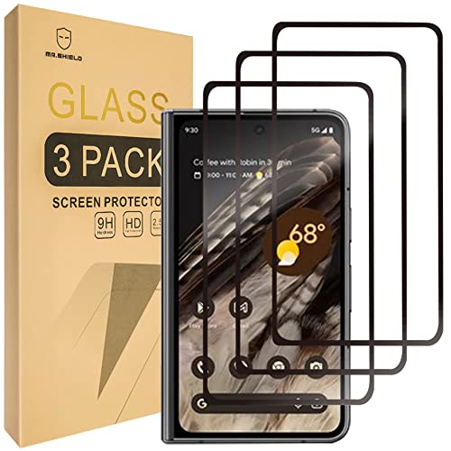 Mr.Shield [3-Pack] Screen Protector For Google Pixel Fold [Full Cover] [Tempered Glass] [Japan Glass with 9H Hardness] Screen Protector