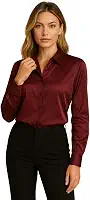 Camisa Social Feminina com Gola Lapela e Decote em V Moderno