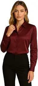 Camisa Social Feminina com Gola Lapela e Decote em V Moderno