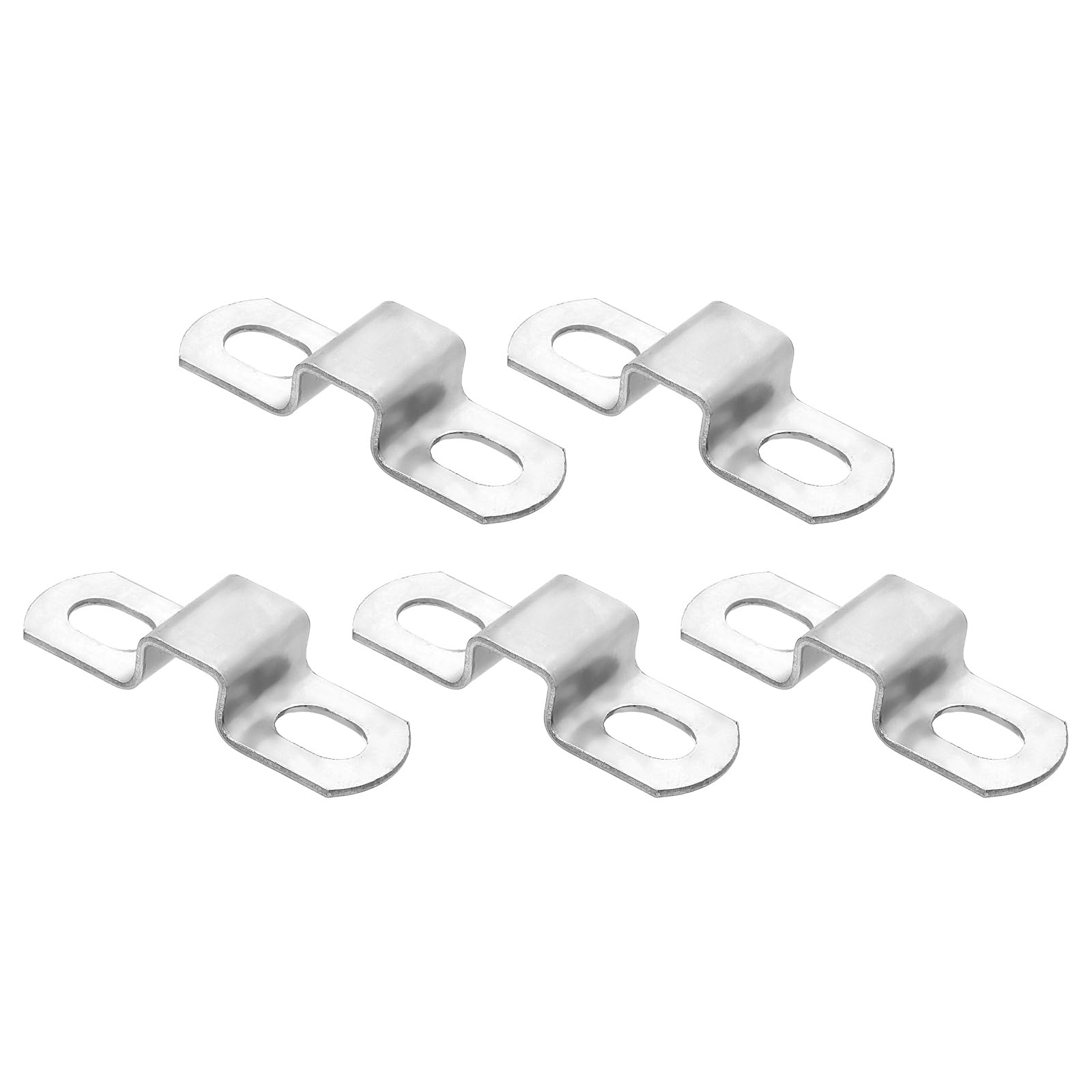 sourcing map 5pcs Square Pipe Clamp 10x10mm 304 Stainless Steel Square Tube Buckle U Shaped Tube Clamp Strut Connector for Pipe Hose Cable, Silver