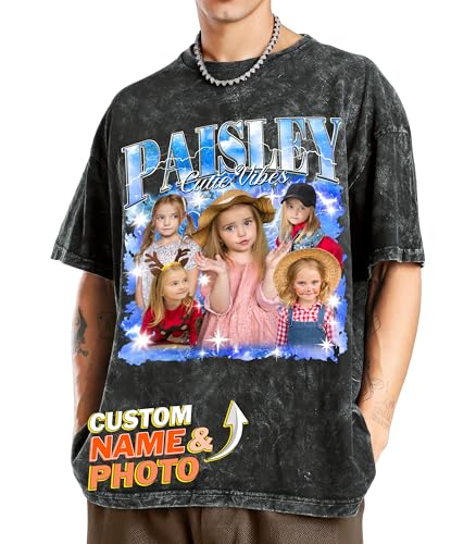 Tehg & Tuhg Custom Face T-Shirt Bootleg Rap Style, Vintage Photo & Name Tee for Boyfriend, Fun Personalized Couple Shirt for Christmas, Birthday, Anniversary or Holiday Celebration