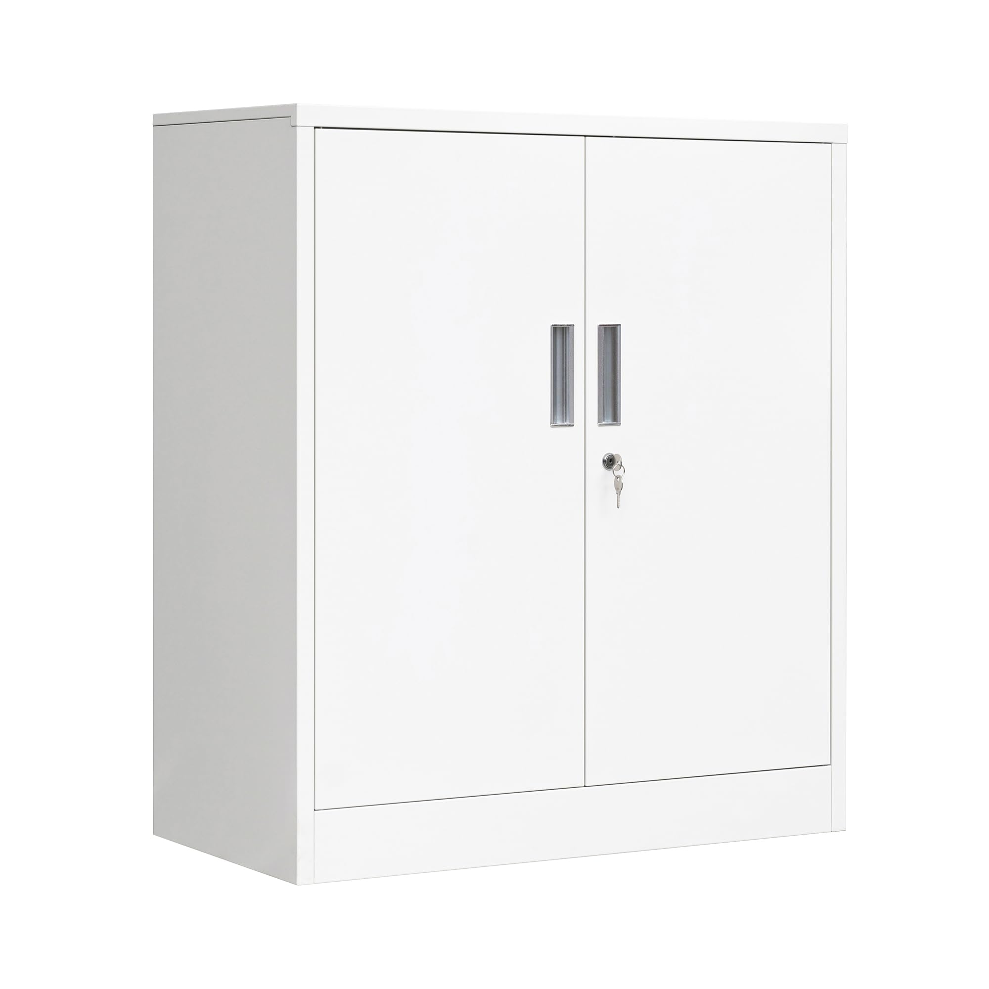 CMY 36" H Metal Storage Cabinet, Locking Storage Cabinet with Doors and Adjustable Shelves for Office, Garage, Home-White