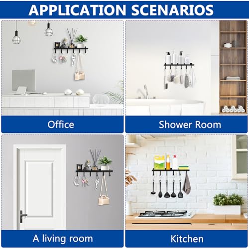 Schlüsselbrett mit Ablage, Schlüsselhalter, Schlüsselboard mit Ablage, Schlüsselleiste Haken, Schlüsselregal mit 6 Haken, Schwarz Schlüsselaufbewahrung, Schlüssel Aufbewahrung für Schlafzimmer Flur