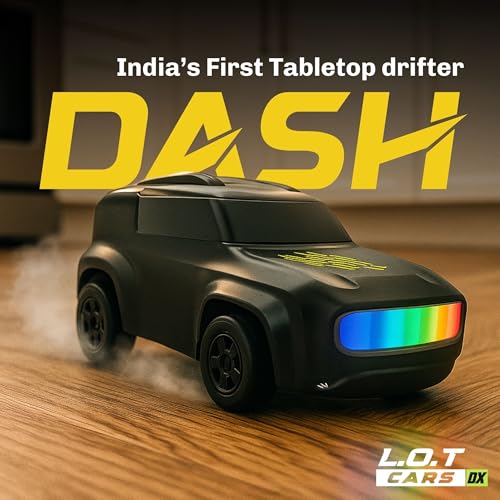 Image of L.O.T Cars Dash Remote Control Car Toy | 2.4Ghz, 1:64 Scale | Rc Cars, Rc Drifting Cars, Proportional Steering, Birthday Gift, Dual-Speed Modes & Lights with 100m Remote Range (Black)