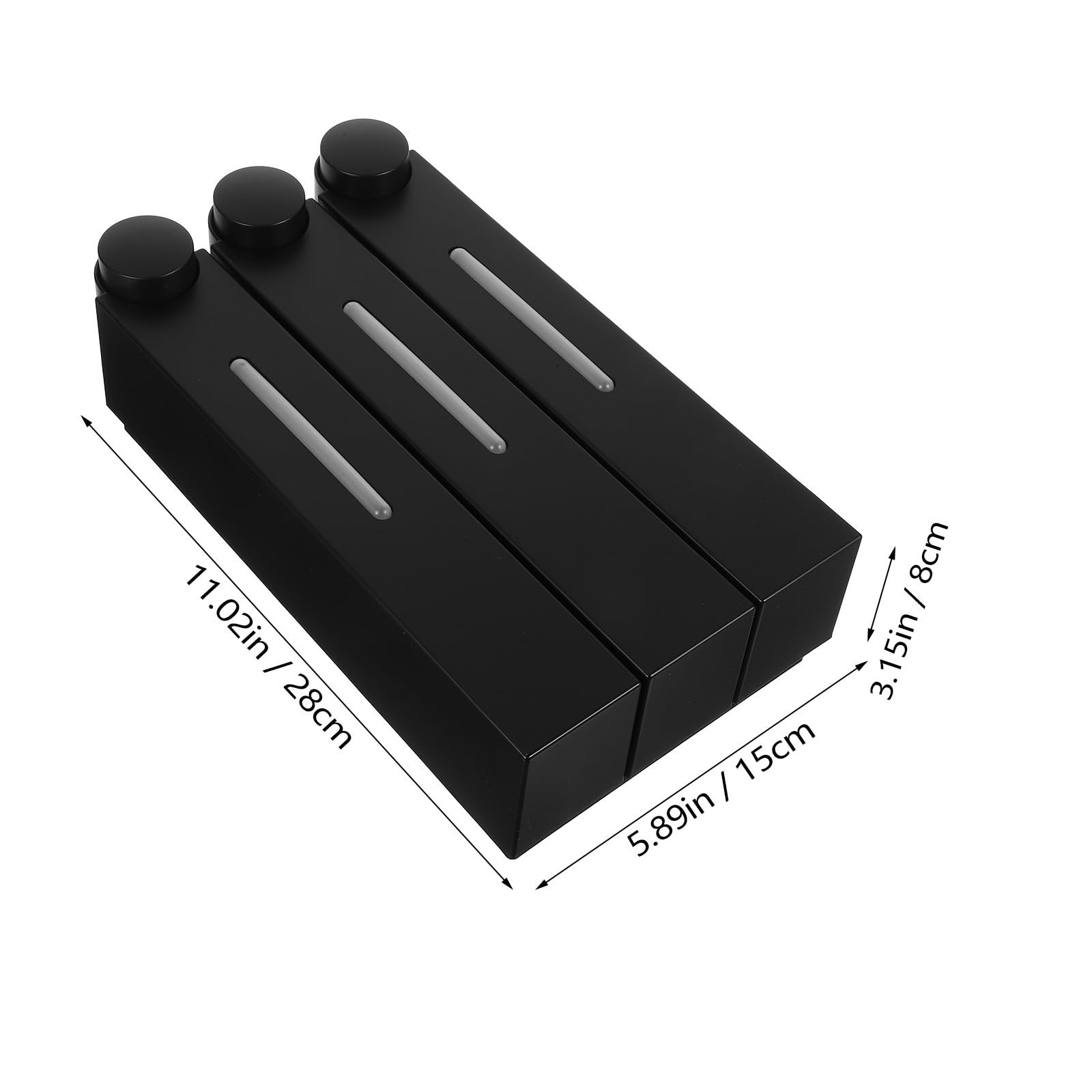 Dispensador de Jabón de Pared Abs y PVC Dispensador de Gel de Ducha de 3 Cámaras, Manual, Negro Triple Cabezal, para Baño y Suministros de Baño