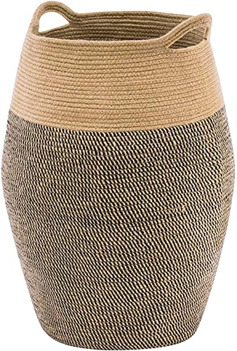 Cesta de lavandería grande de 25.6 pulgadas de altura, cesta de lavandería plegable con asa, cesta de ropa sucia de cuerda de algodón de yute, organizador de lavandería, 99L