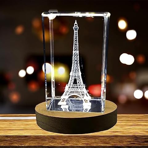 Eiffel Tower 3D Engraved Crystal Keepsake Souvenir (Large) Cover