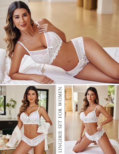 Image of Avidlove Lingerie Set for Women Lace Bra and Panty Sets 2 Piece Lace Babydoll Outfits S-XXL
