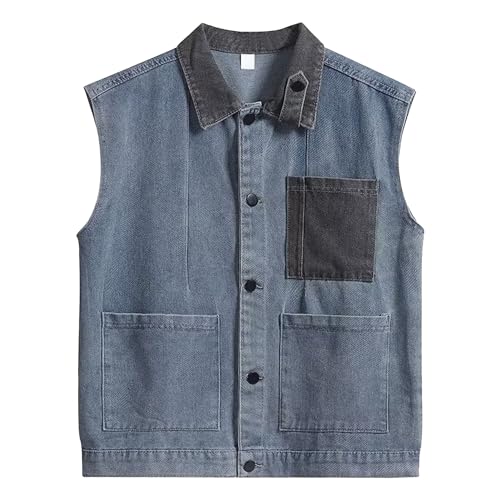Débardeur de cowboy en denim pour hommes veste sans manches grande taille ZDJSWJ