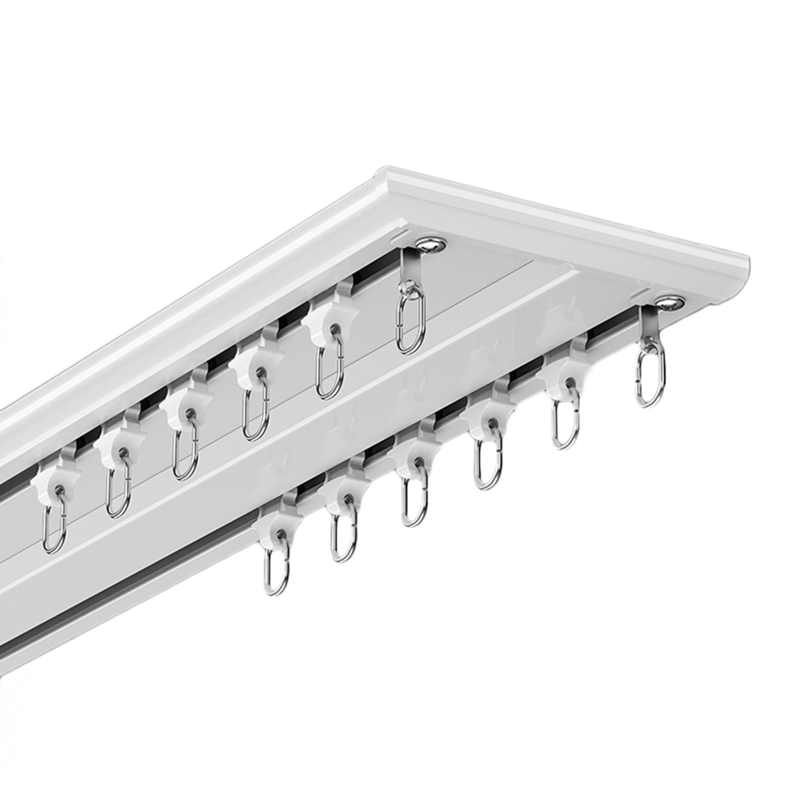 WQPMNYG Ultra-Thin Double Curtain Rod, Silent Sliding Hook, 100cm Aluminum Alloy, Top-Mounted Double Rail, Invisible Design for Smooth Drapery Hanging